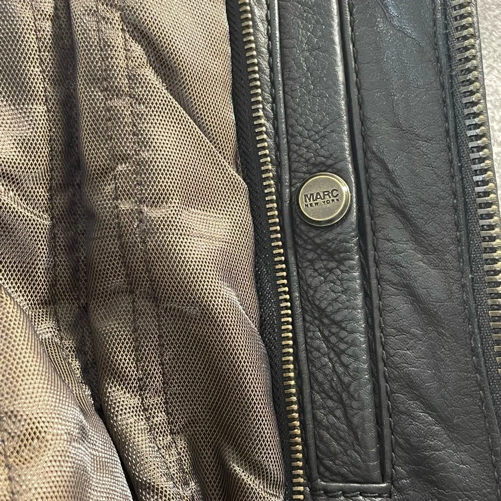 Andrew Marc New York Pebbled Black Leather Jacket - Picture 14 of 16